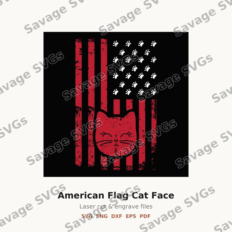 American Flag Cat Face