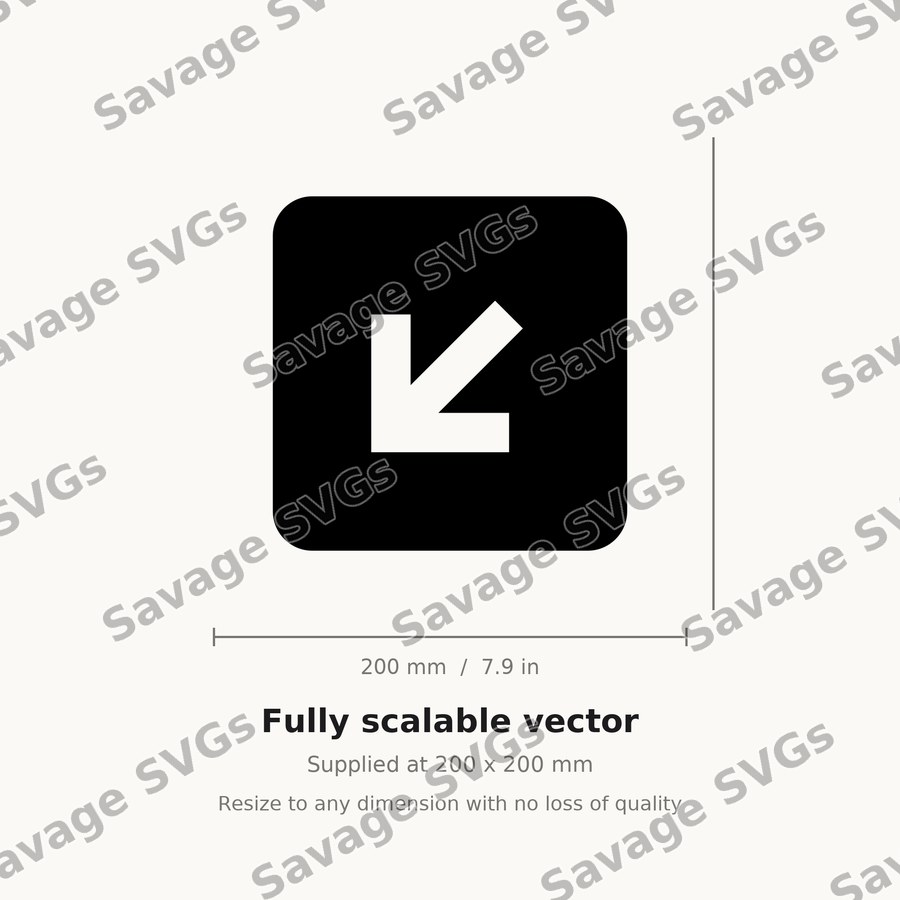 Arrow Down Left Stroke Square Filled