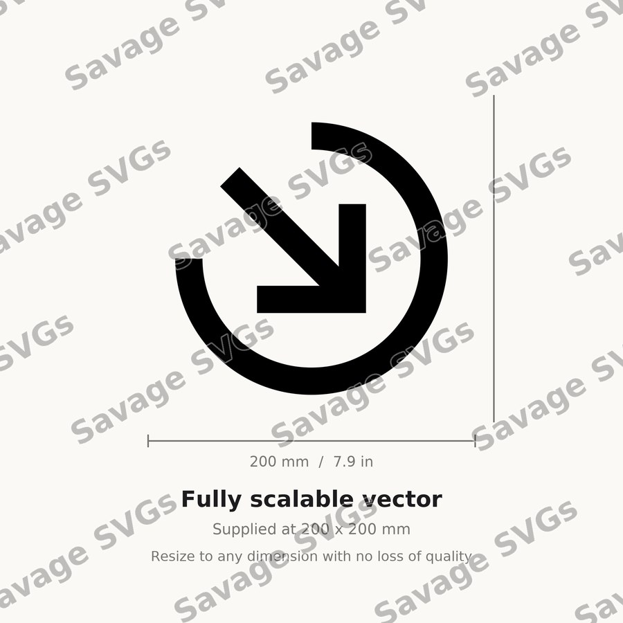 Arrow In Down Right Stroke Circle