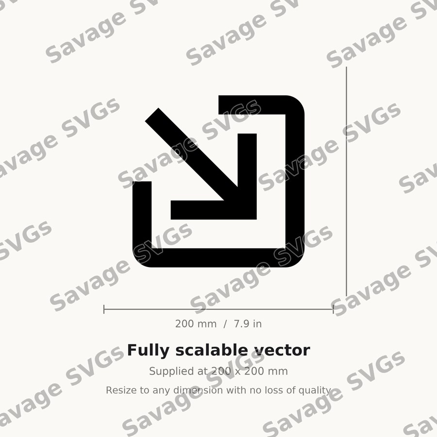 Arrow In Down Right Stroke Square Filled