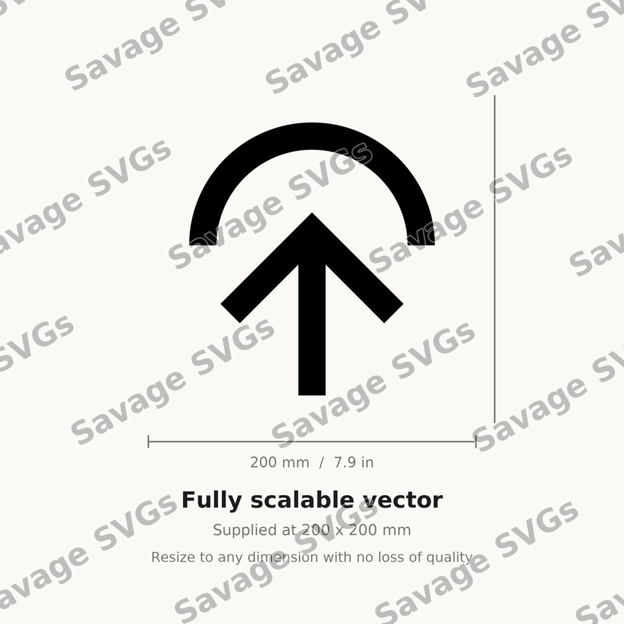 Arrow In Up Stroke Circle Half