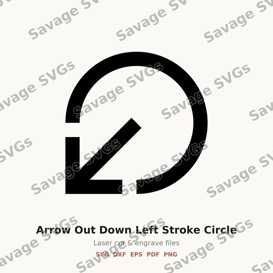 Arrow Out Down Left Stroke Circle