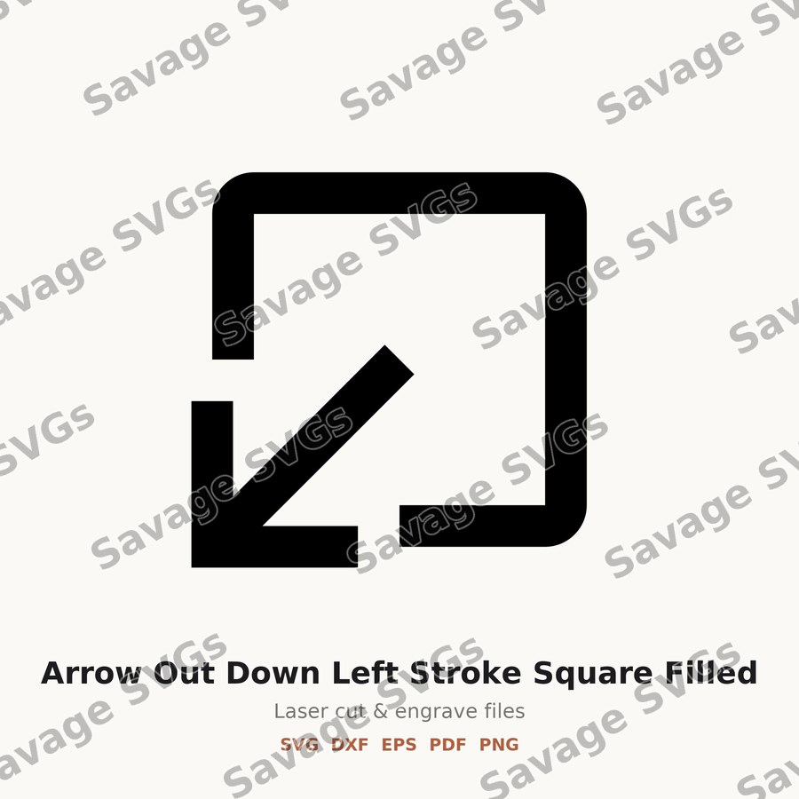 Arrow Out Down Left Stroke Square Filled