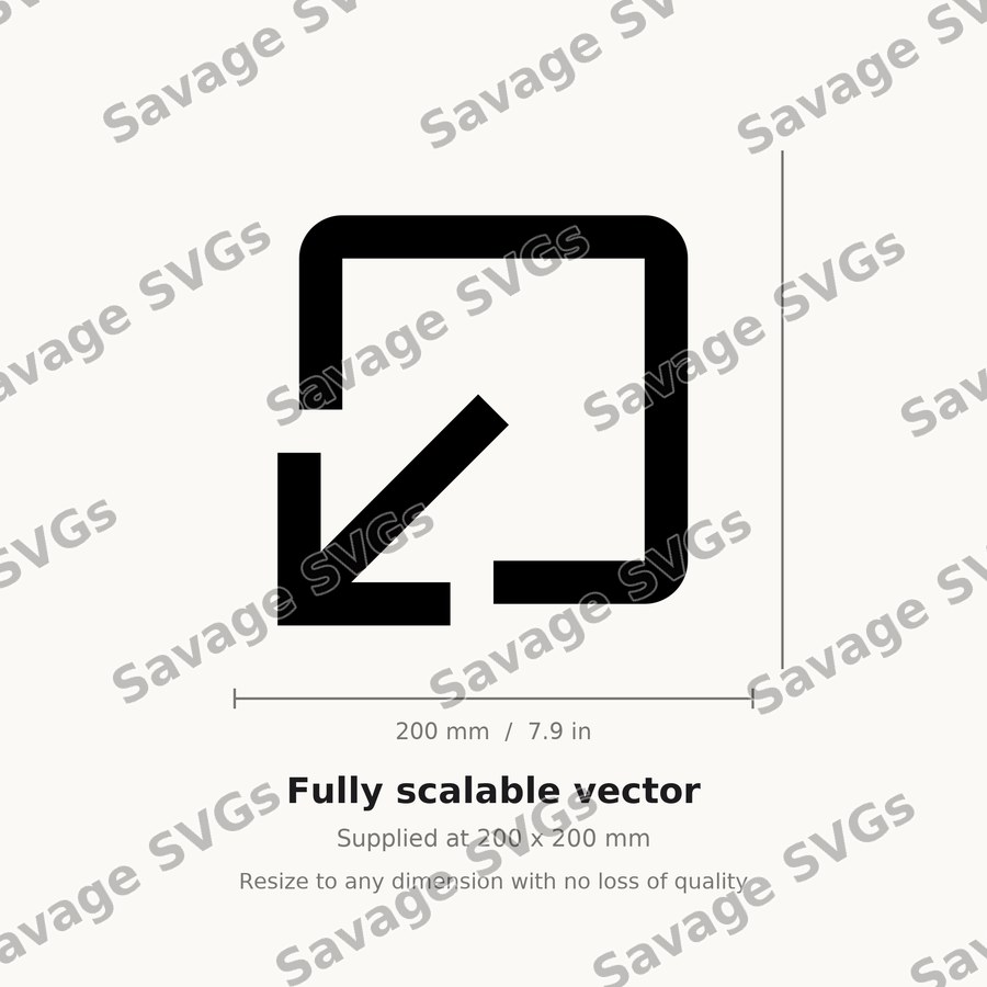 Arrow Out Down Left Stroke Square Filled