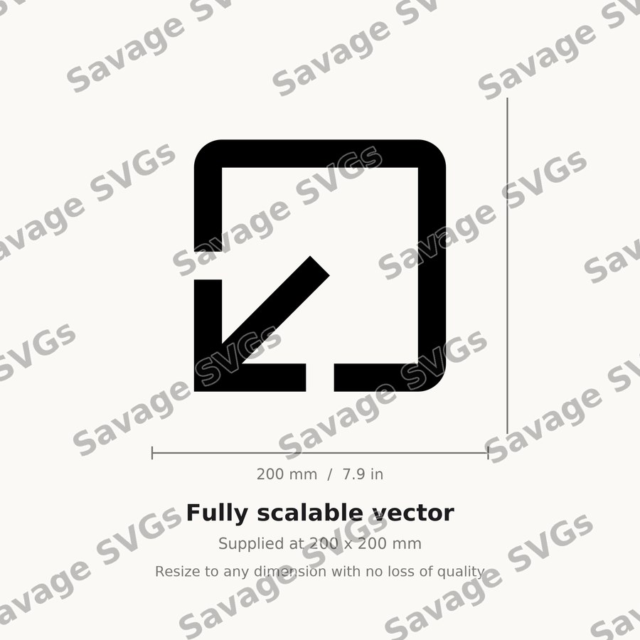 Arrow Out Down Left Stroke Square