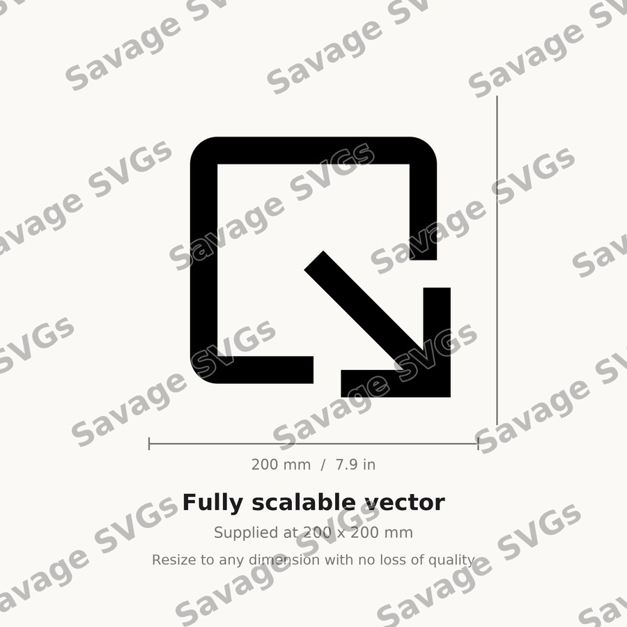 Arrow Out Down Right Stroke Square Filled