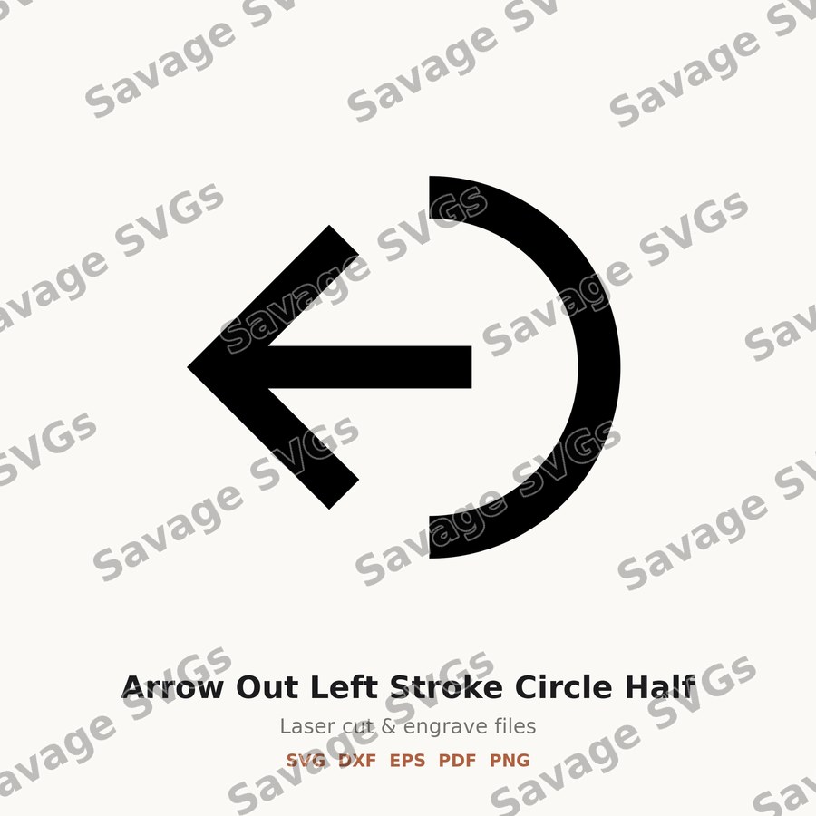 Arrow Out Left Stroke Circle Half