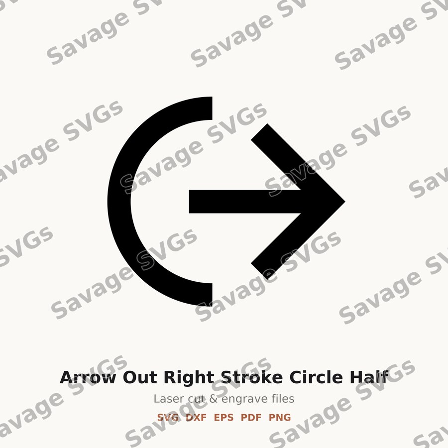 Arrow Out Right Stroke Circle Half