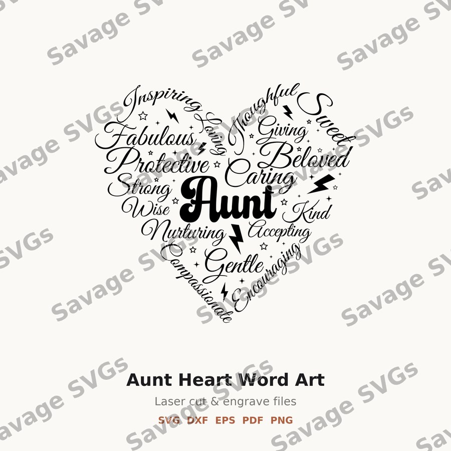Aunt Heart Word Art