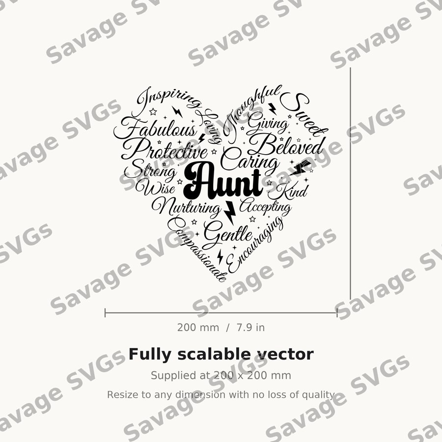 Aunt Heart Word Art