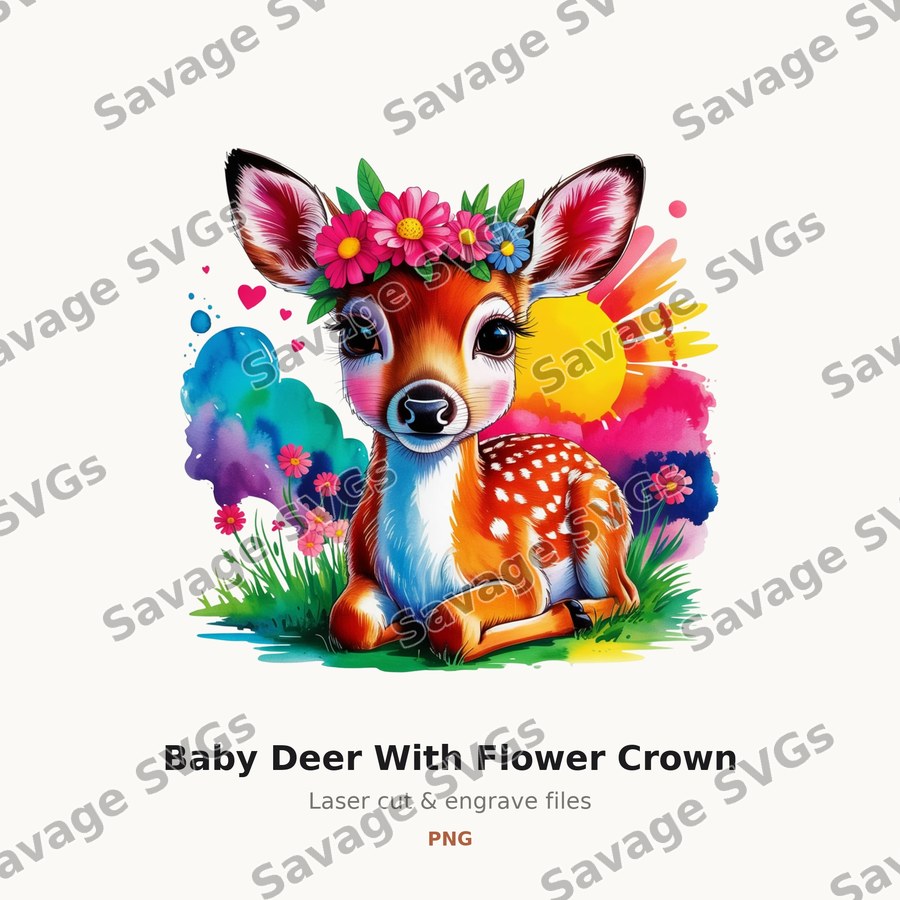 Baby Deer With Flower Crown