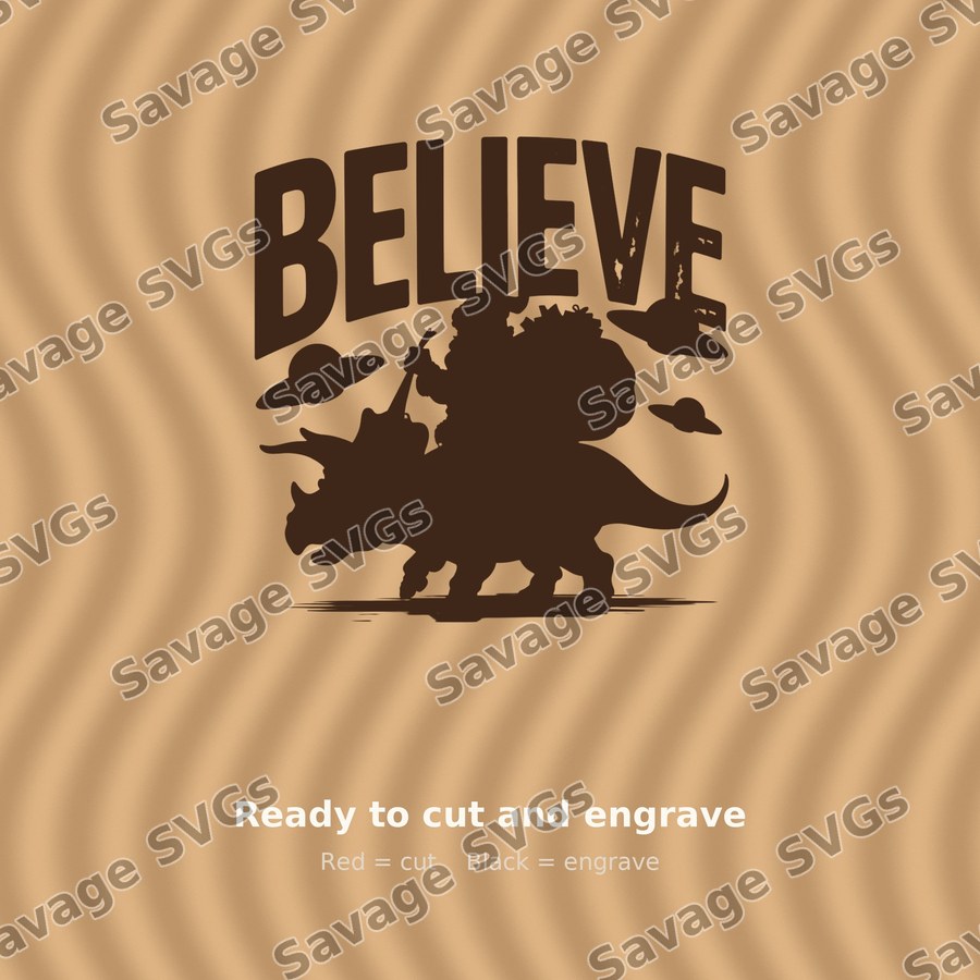 Believe Santa Riding Triceratops