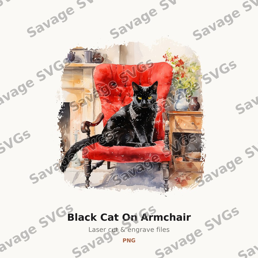 Black Cat On Armchair