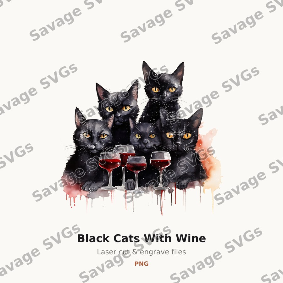 Black Cats With Wine