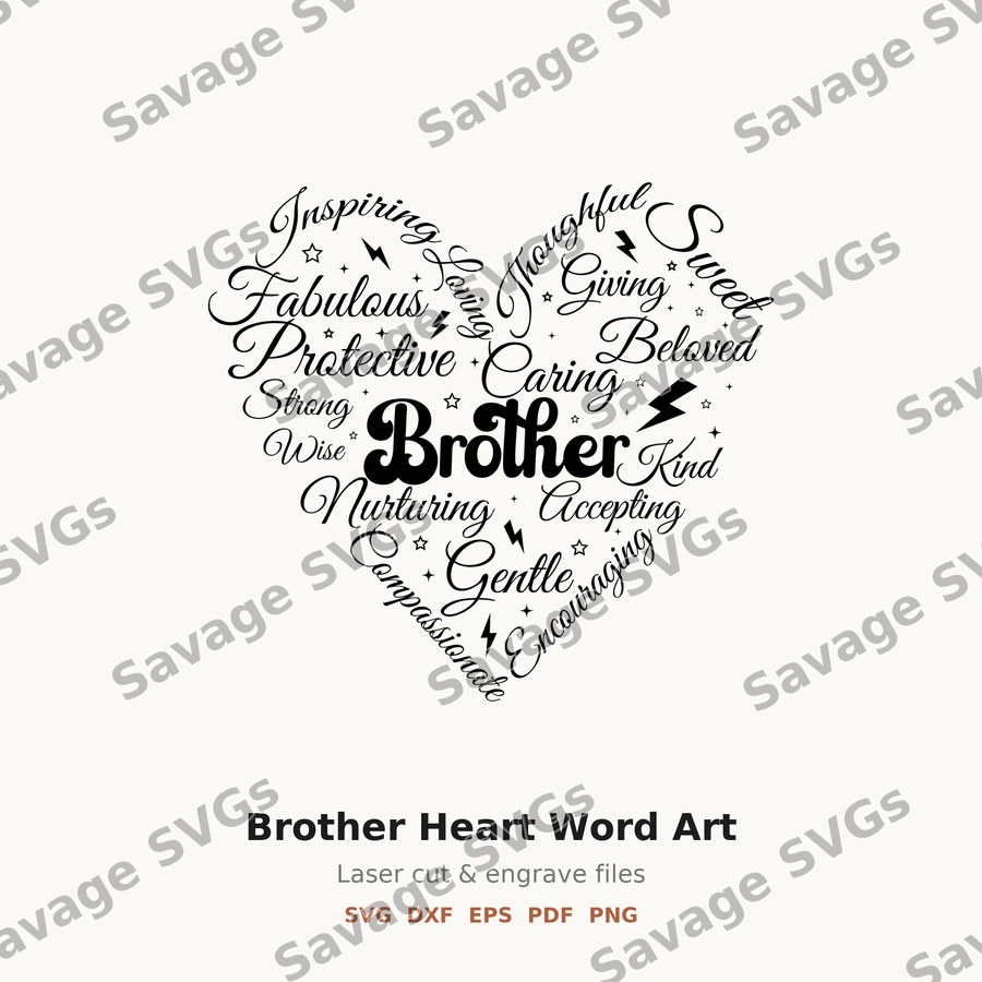 Brother Heart Word Art