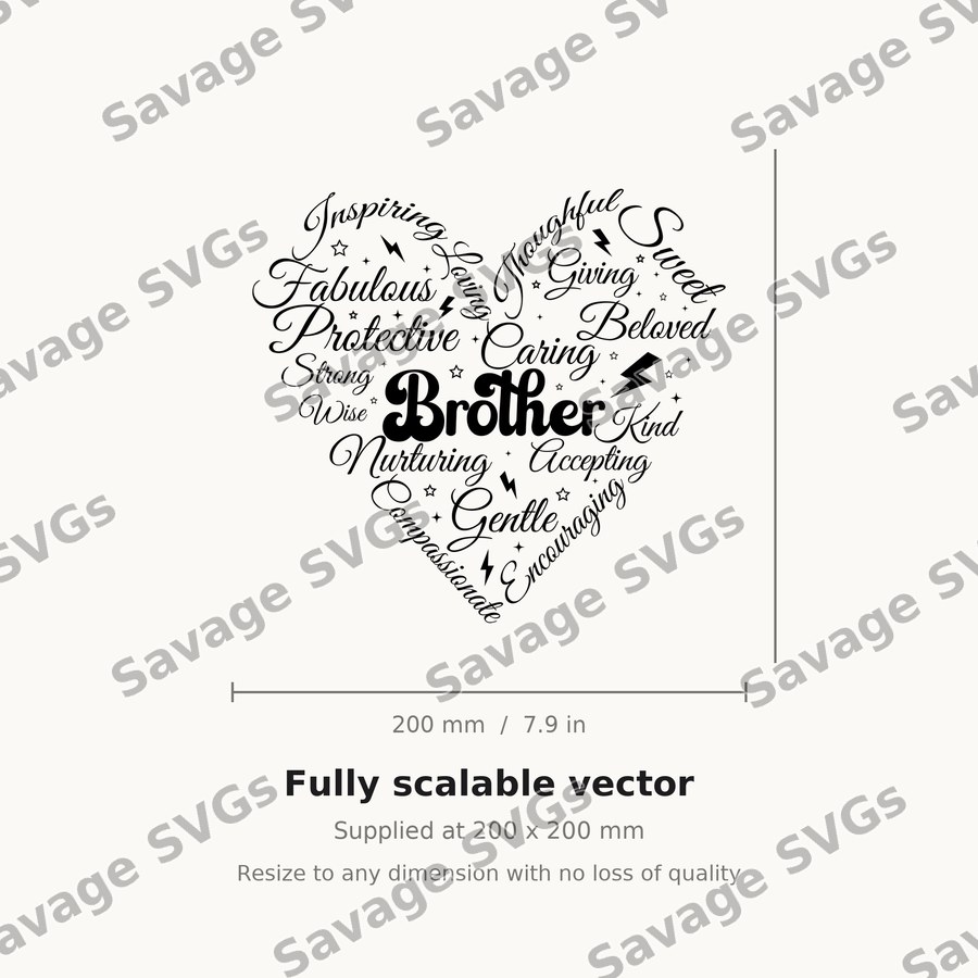 Brother Heart Word Art