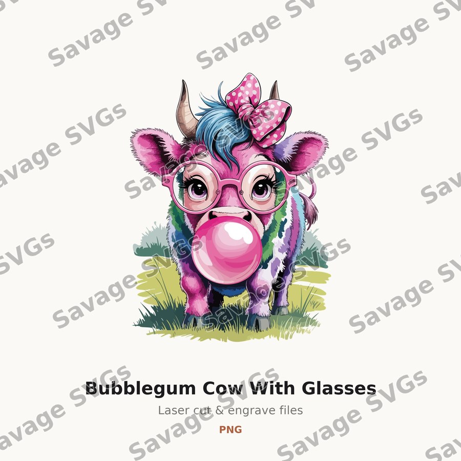 Bubblegum Cow With Glasses