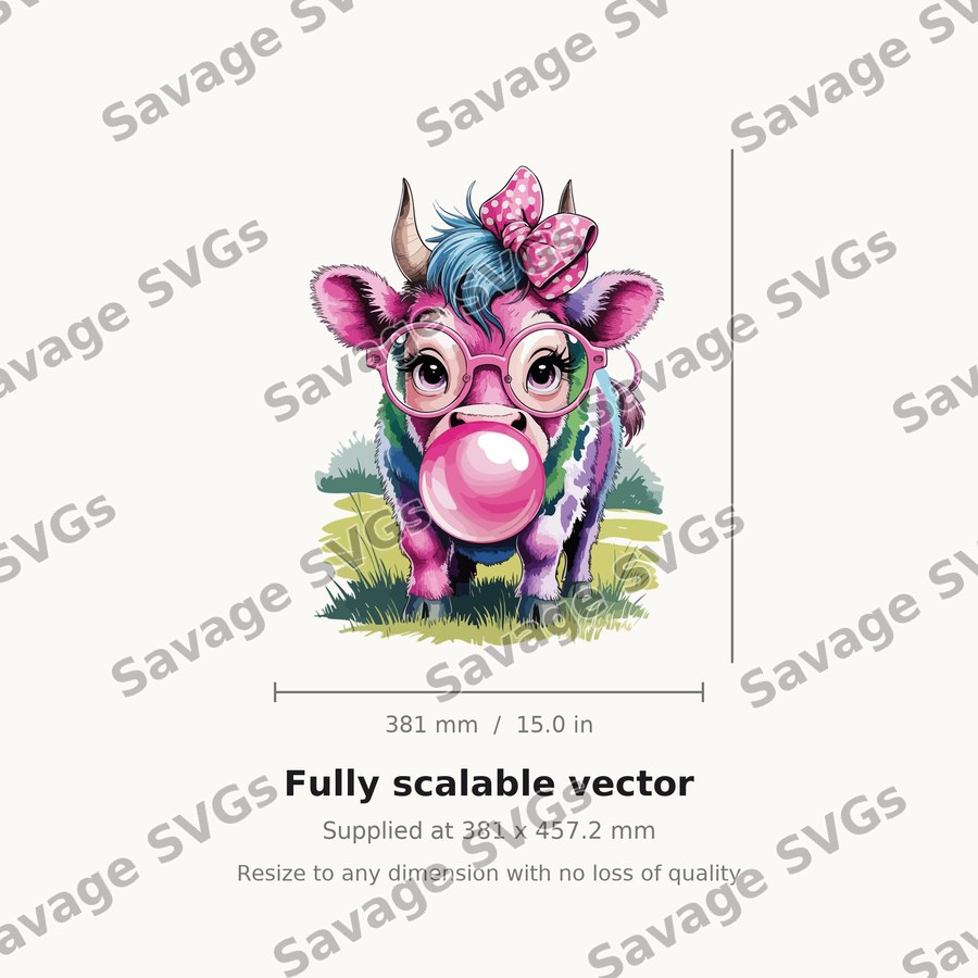 Bubblegum Cow With Glasses