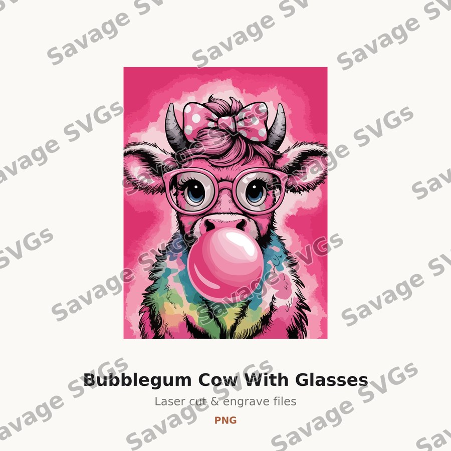 Bubblegum Cow With Glasses
