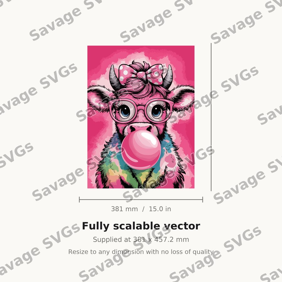 Bubblegum Cow With Glasses