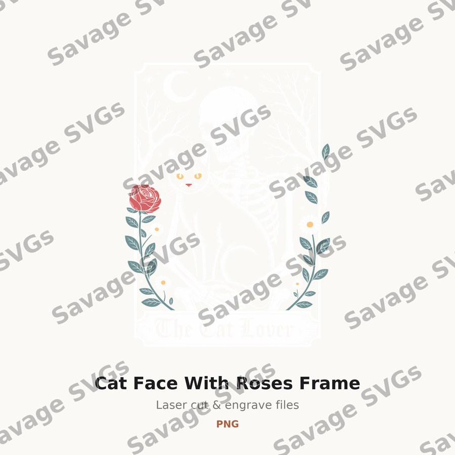 Cat Face With Roses Frame