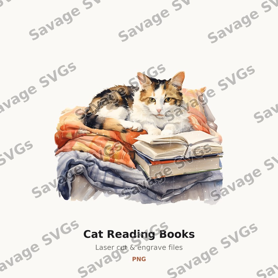 Cat Reading Books
