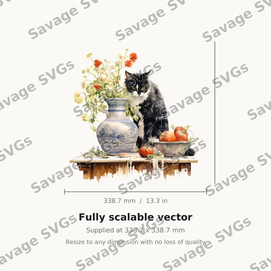 Cat With Vase Still Life