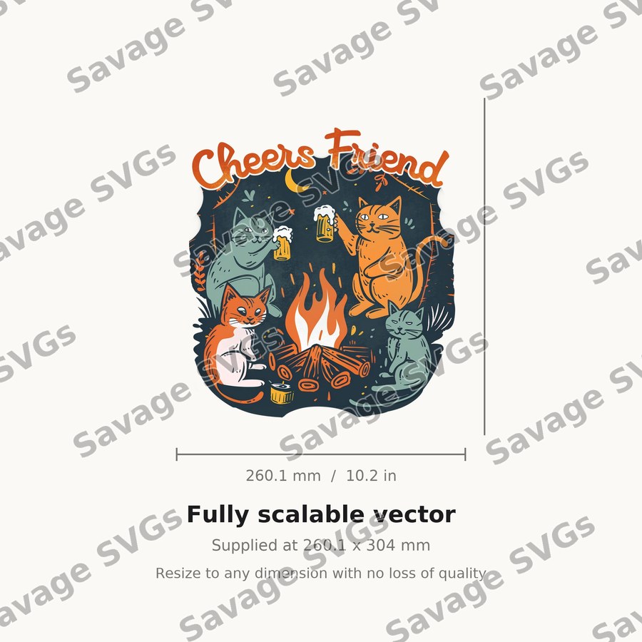 Cheers Friend Campfire Cats