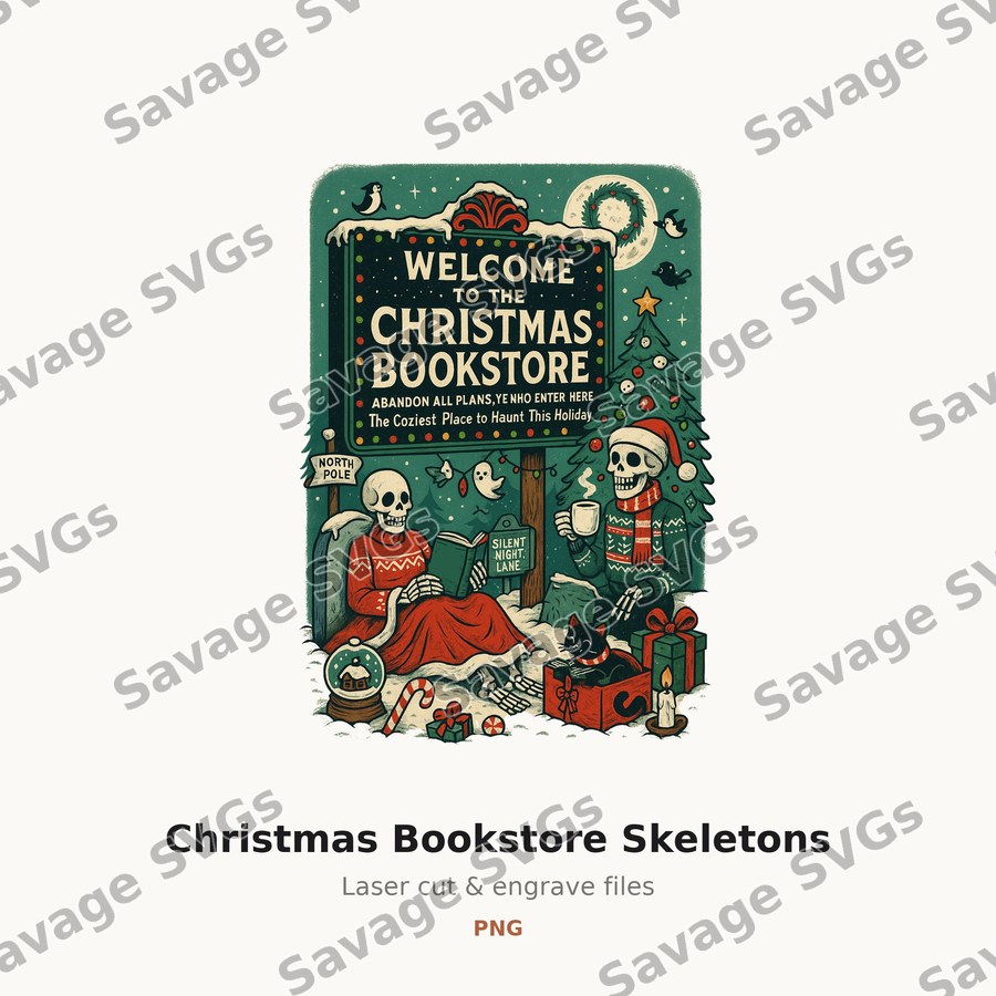 Christmas Bookstore Skeletons