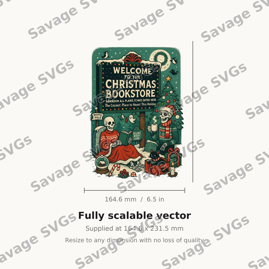 Christmas Bookstore Skeletons