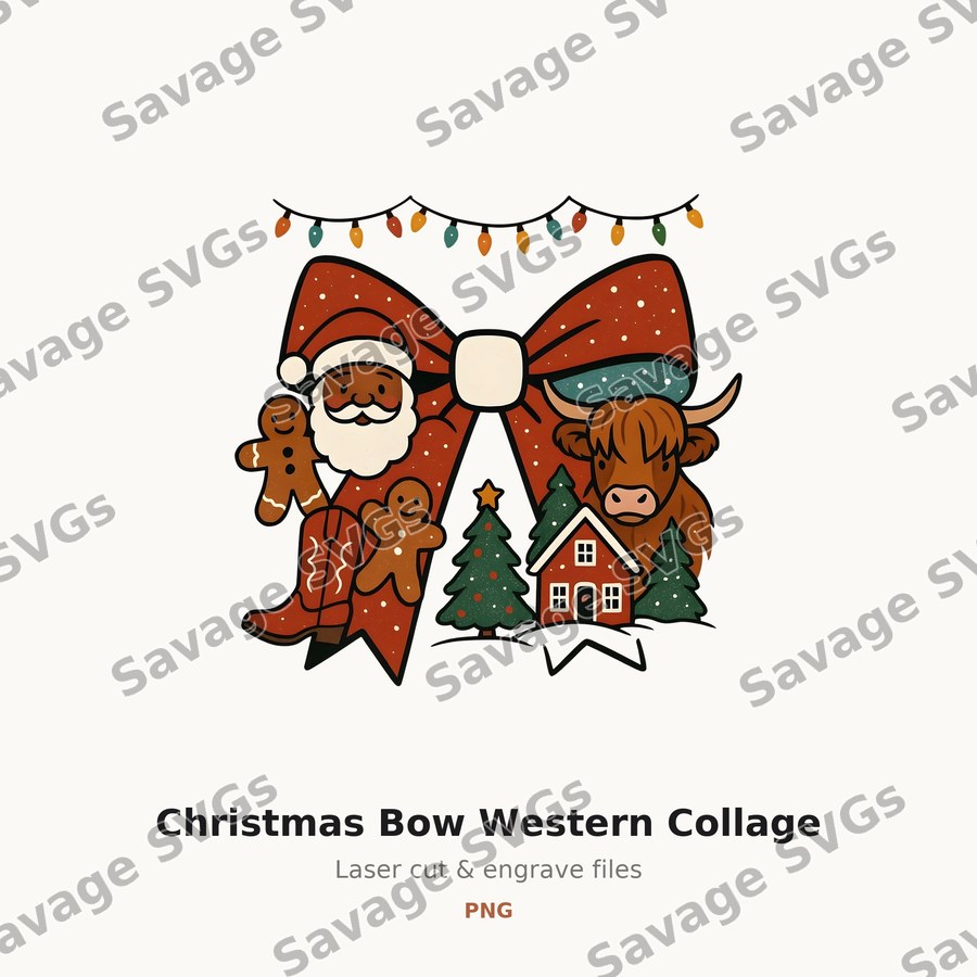 Christmas Bow Western Collage