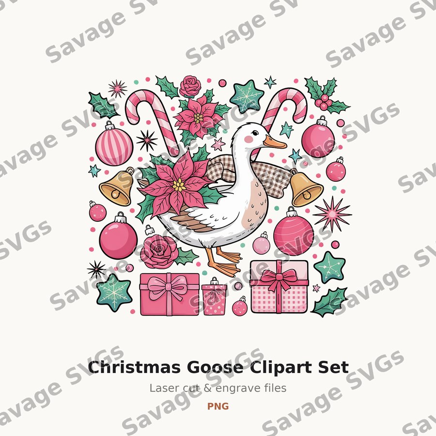 Christmas Goose Clipart Set