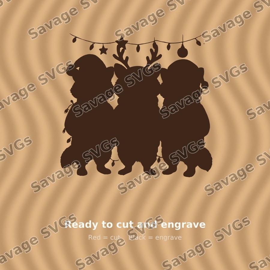 Christmas Raccoon Trio