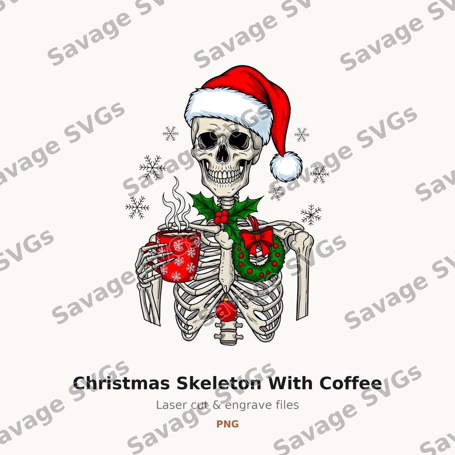 Christmas Skeleton With Coffee