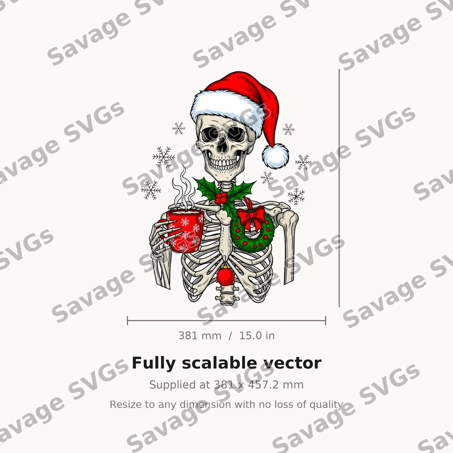Christmas Skeleton With Coffee