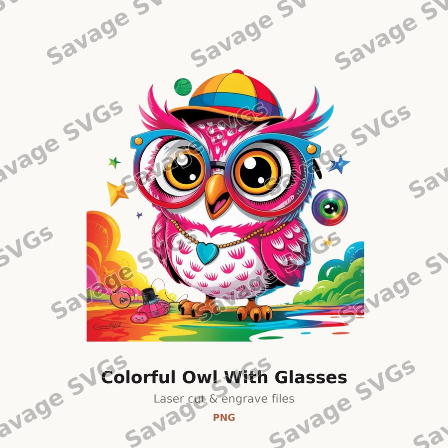 Colorful Owl With Glasses