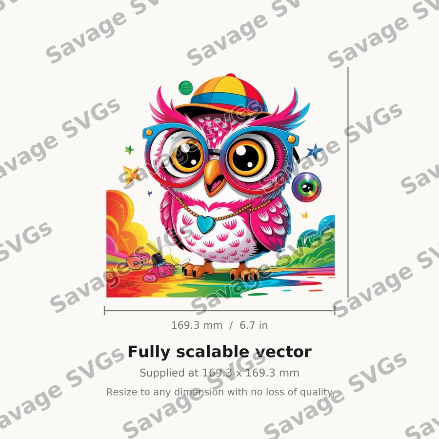 Colorful Owl With Glasses