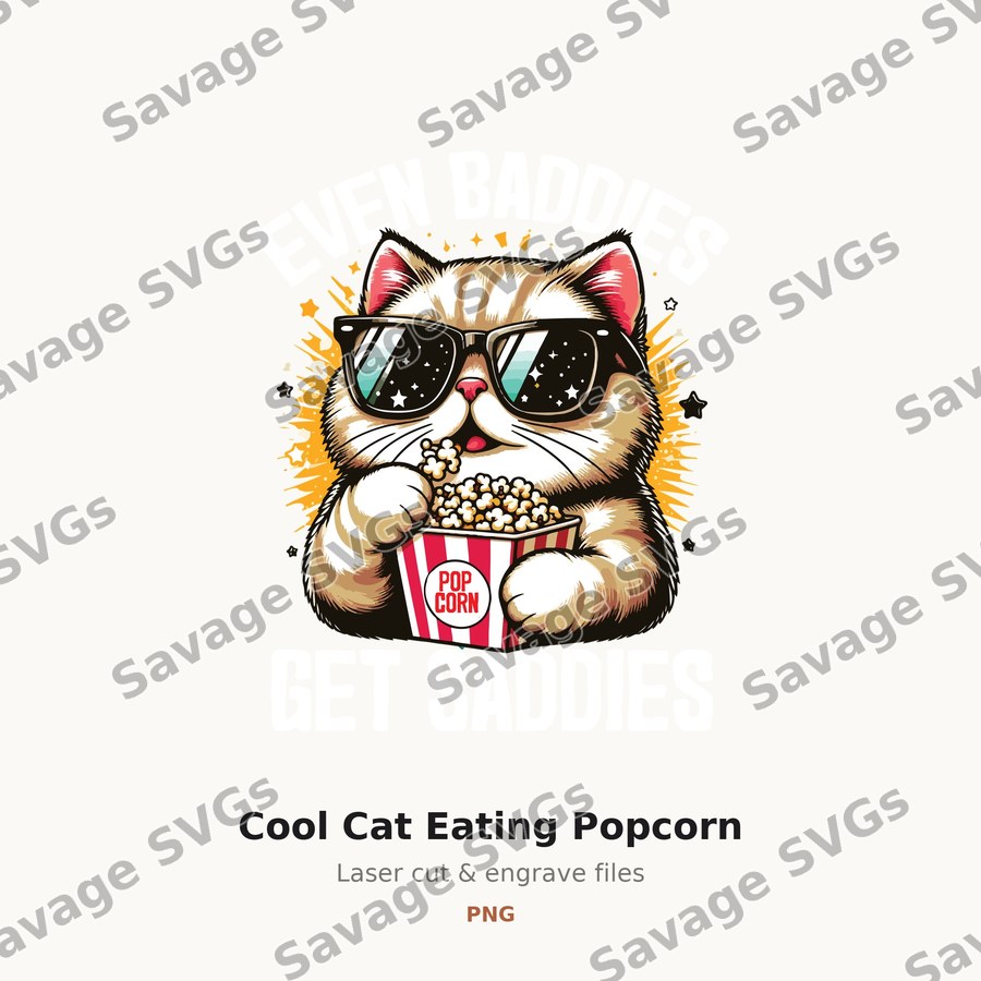 Cool Cat Eating Popcorn