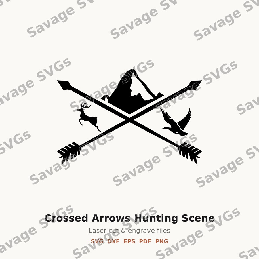 Crossed Arrows Hunting Scene