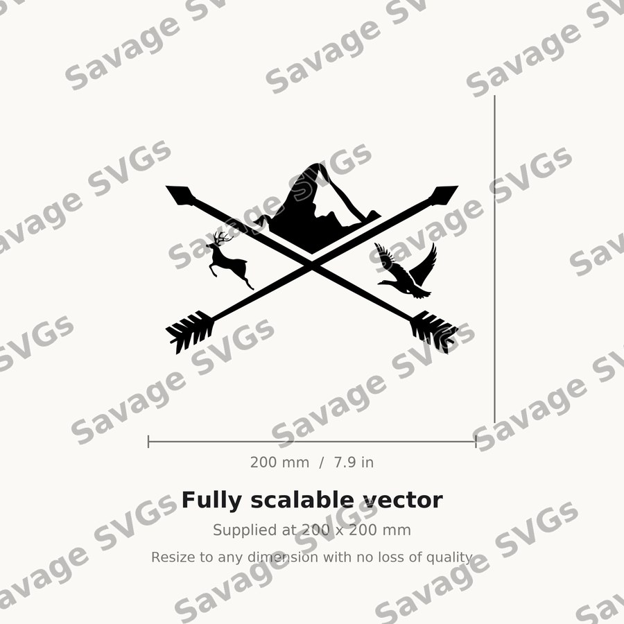 Crossed Arrows Hunting Scene