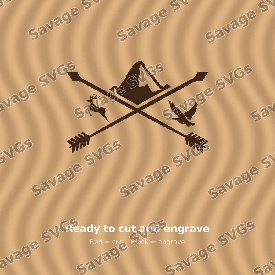 Crossed Arrows Hunting Scene