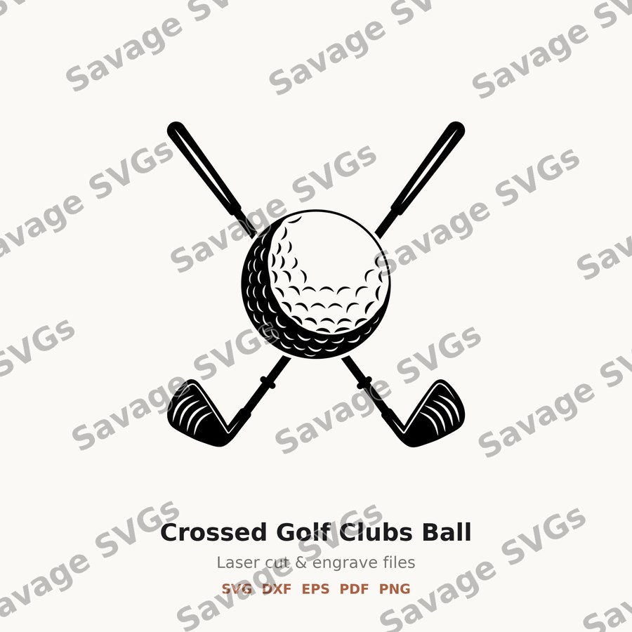 Crossed Golf Clubs Ball