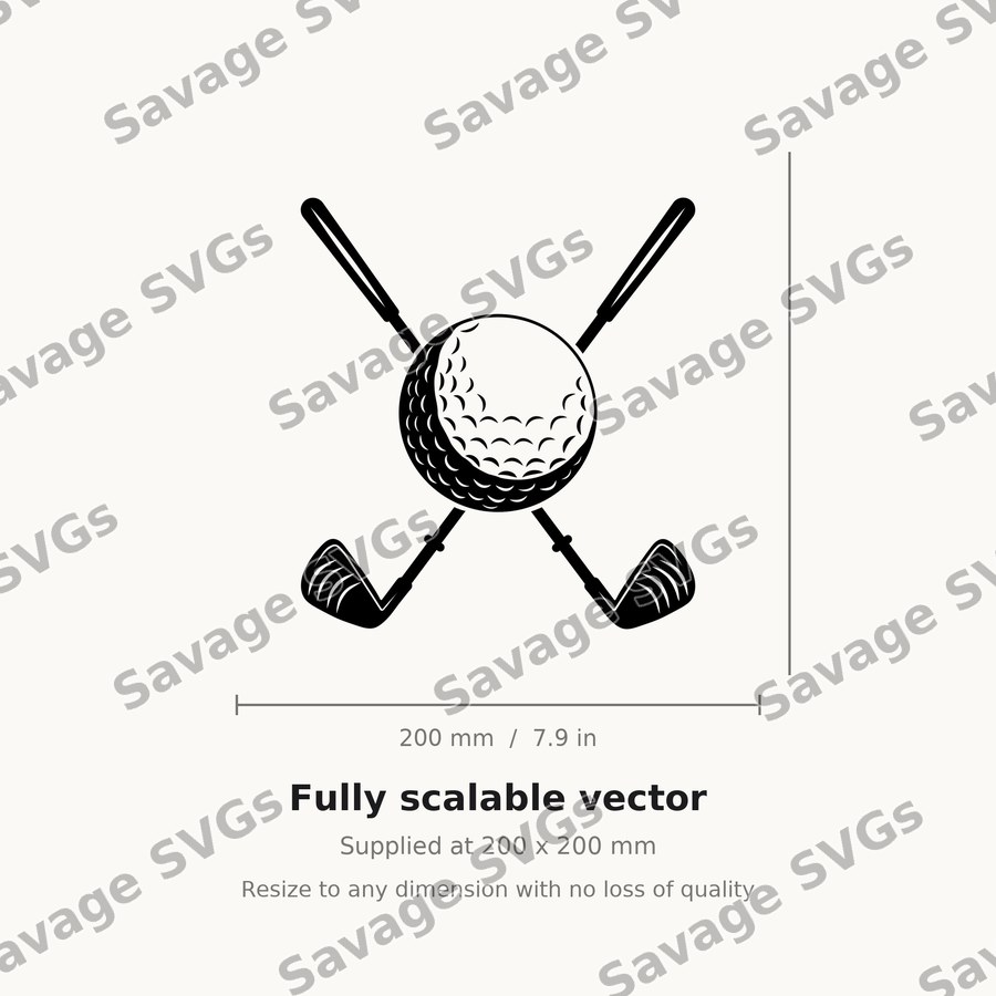 Crossed Golf Clubs Ball
