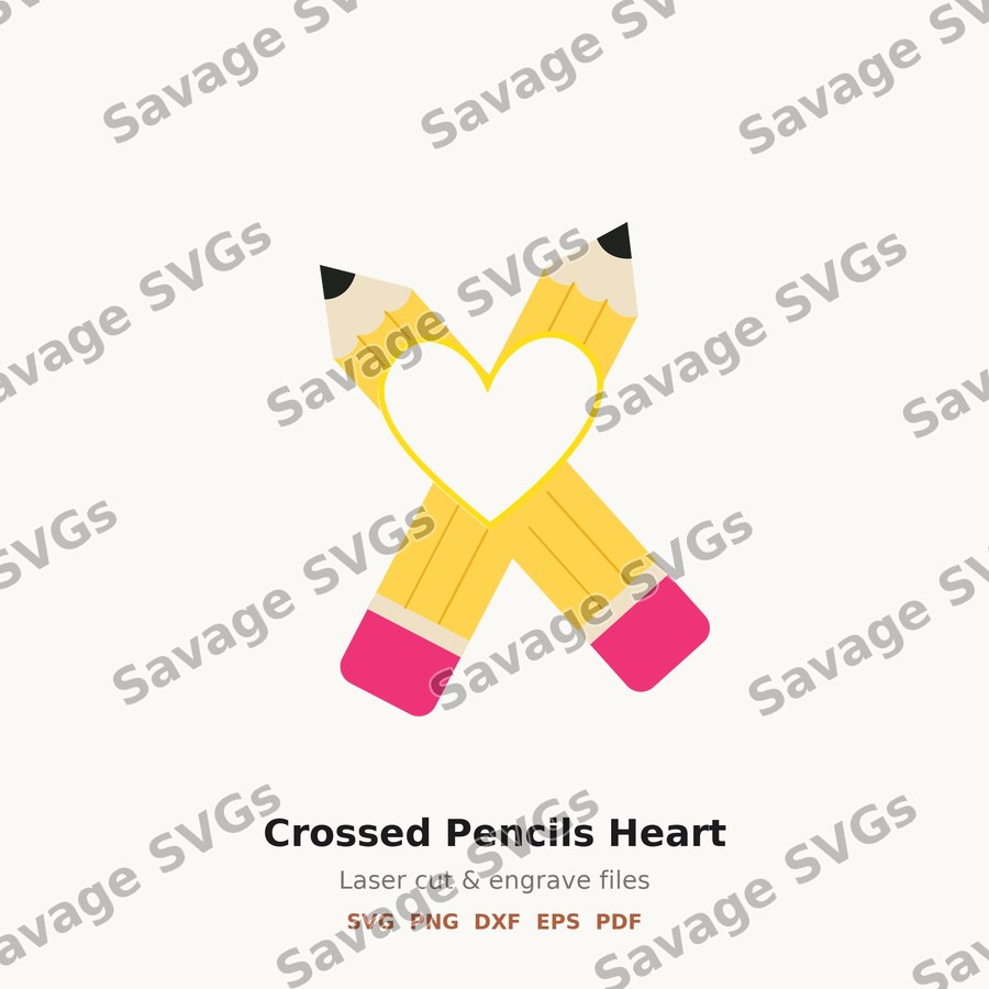Crossed Pencils Heart