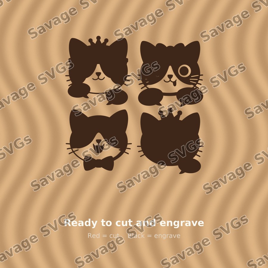 Cute Cat Faces With Speech Bubbles