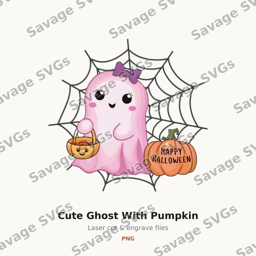 Cute Ghost With Pumpkin