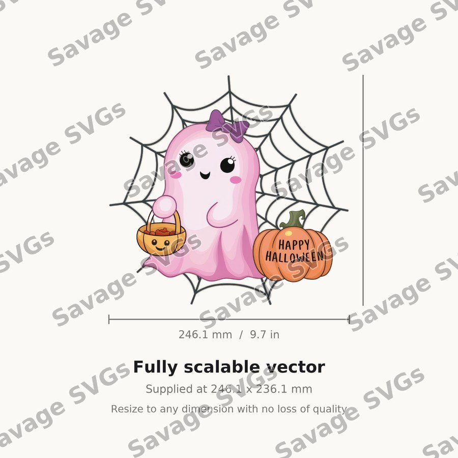 Cute Ghost With Pumpkin