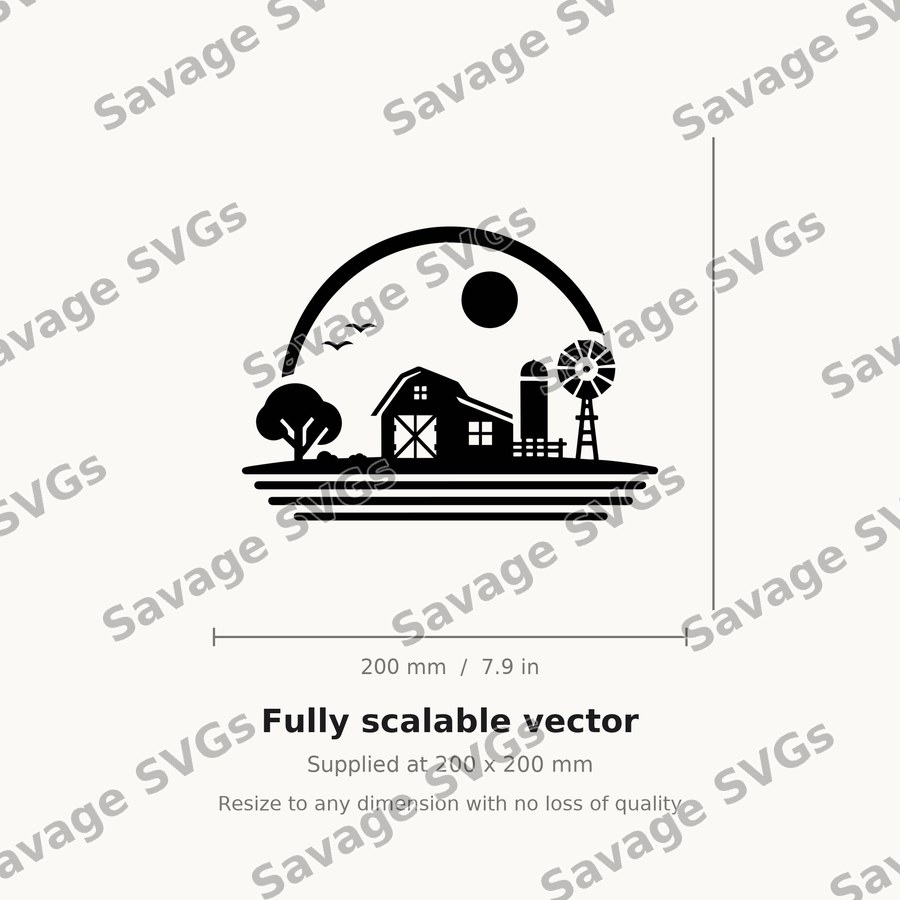 Farm Scene Silhouette
