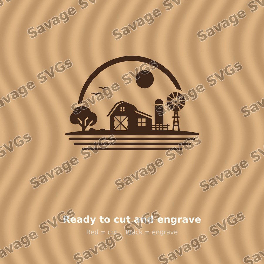 Farm Scene Silhouette