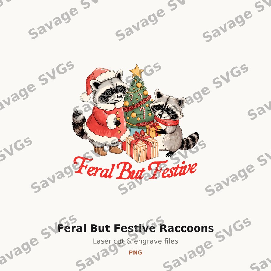 Feral But Festive Raccoons
